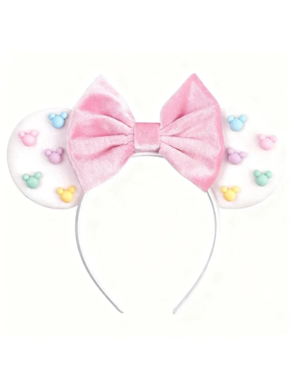Women White cotton Candy-Inspired Mickey Mouse Hair Headband